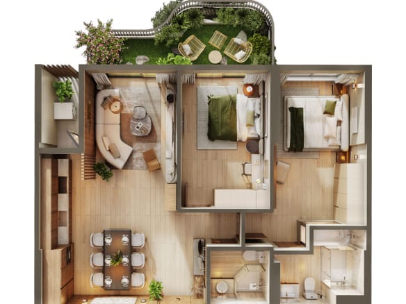 Căn hộ 2PN - Eco Retreat Sky Retreat