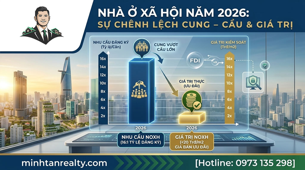 Biểu đồ nhu cầu thực của nhà ở xã hội 2026 so với nguồn cung