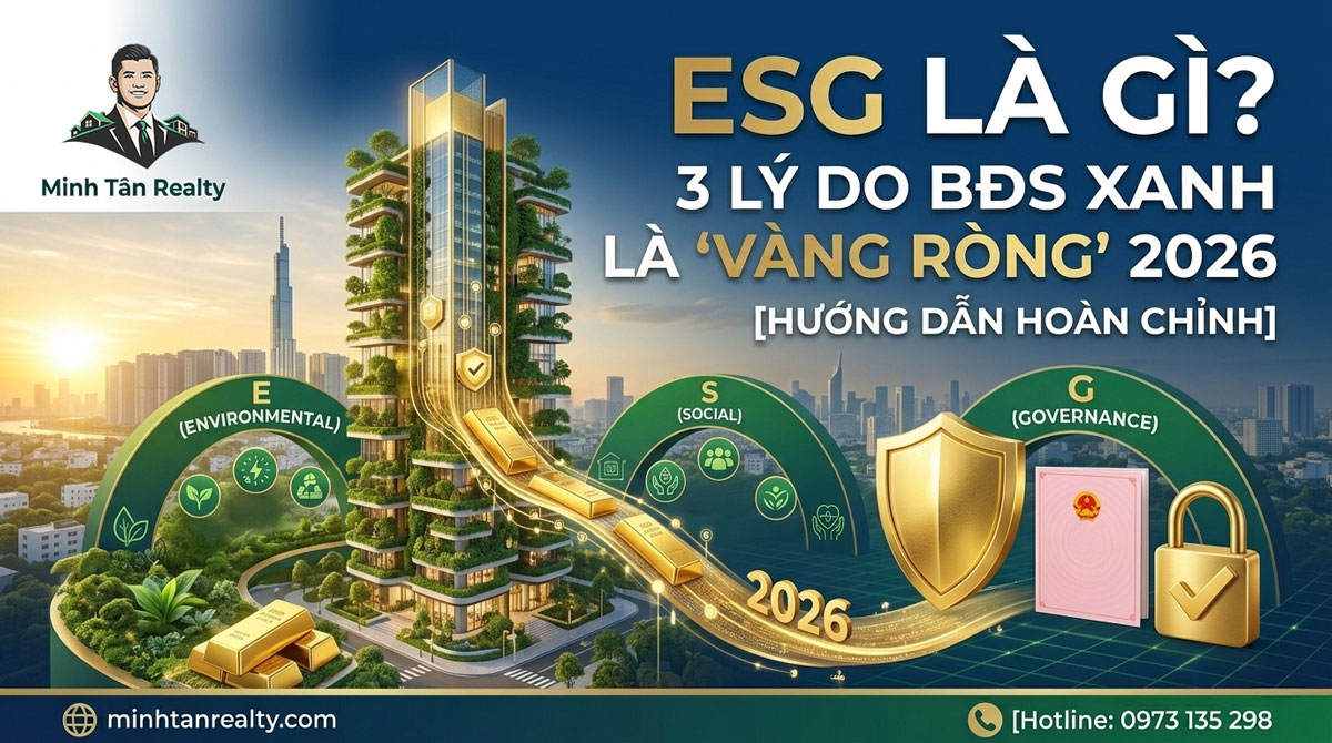 ESG là gì Minh Tân Realty ưu tiên dự án bất động sản xanh bền vững Vàng ròng 2026