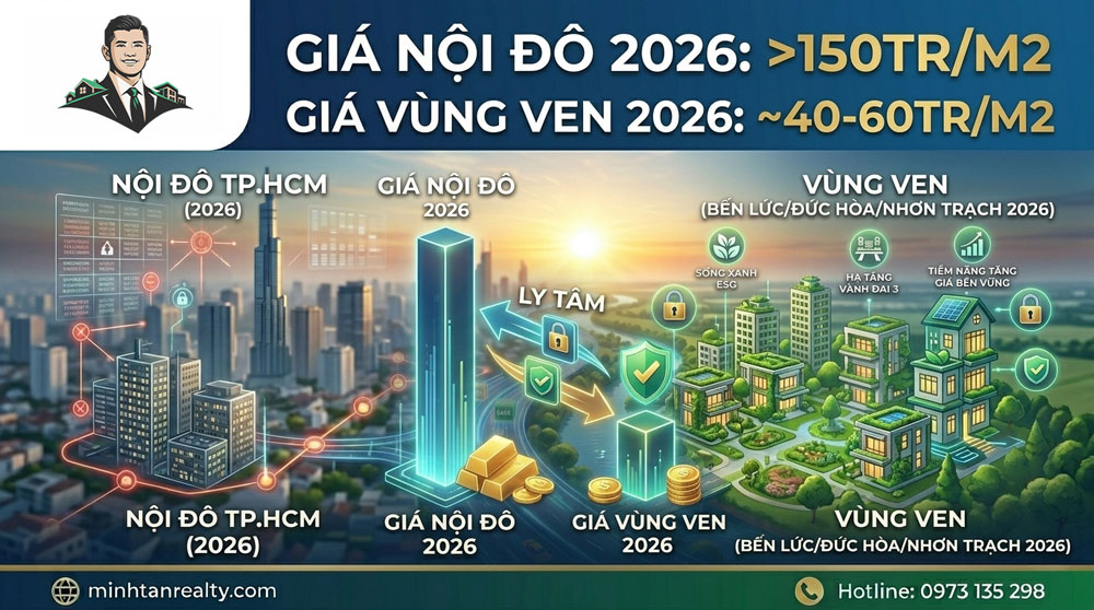 Giá nhà Tp.Hồ Chí Minh với giá nhà vùng ven 2026