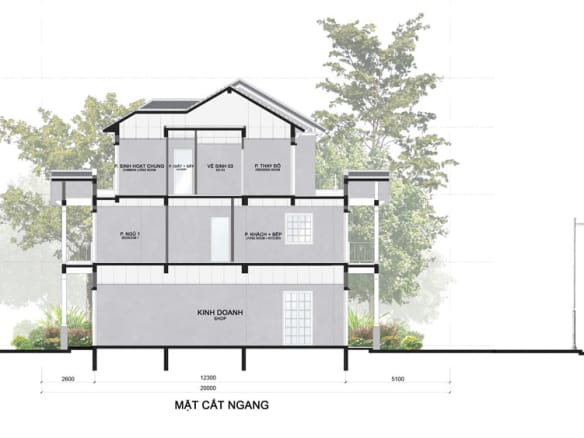 Home Retreat - Shop Villa Song Lập mặt cắt ngang