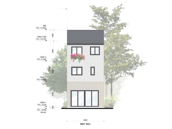 Mùa lễ hội - Rừng mai Townhouse mẫu z mặt sau