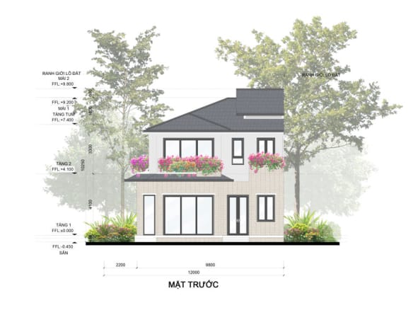 Mùa lễ hội - Rừng mai Villa song lập mặt trước