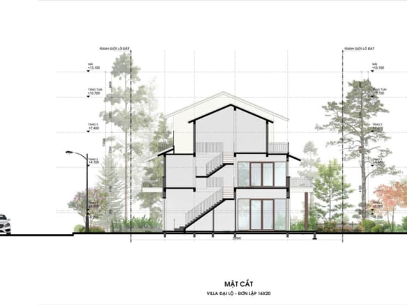 Retreat Forest Villa đại lộ đơn lập mặt cắt