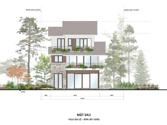 Retreat Forest Villa đại lộ đơn lập mặt sau