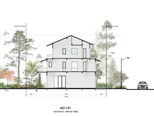 Retreat Forest Villa đại lộ đơn lập mặt cắt