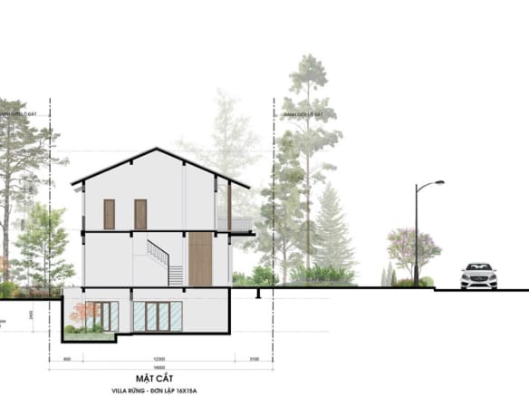 Retreat Forest Villa rừng đơn lập 1 mặt cắt