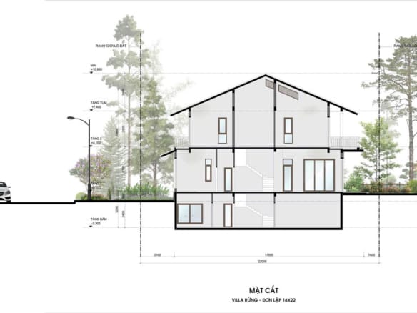 Retreat Forest Villa rừng đơn lập 5 mặt cắt