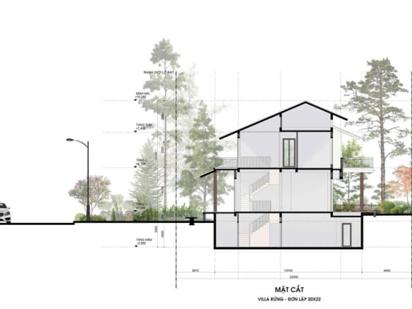 Retreat Forest Villa rừng đơn lập 4 mặt cắt