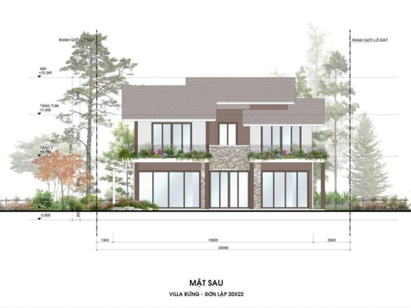 Retreat Forest Villa rừng đơn lập 4 mặt sau