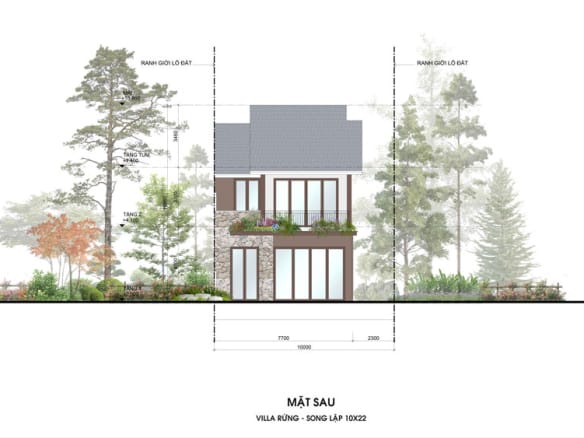 Retreat Forest Villa rừng song lập mặt sau