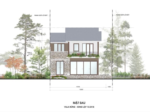 Retreat Forest Villa rừng song lập mặt sau