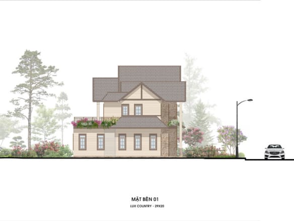 Retreat Island Villa dinh thự L-country mặt bên