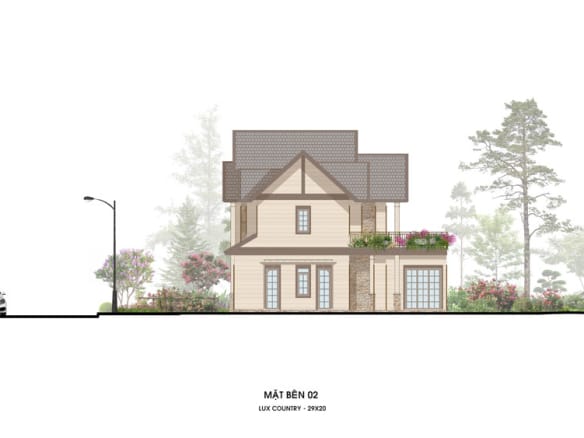 Retreat Island Villa dinh thự L-country mặt bên