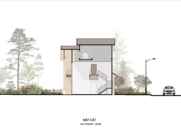 Retreat Island Villa dinh thự L-country mặt cắt