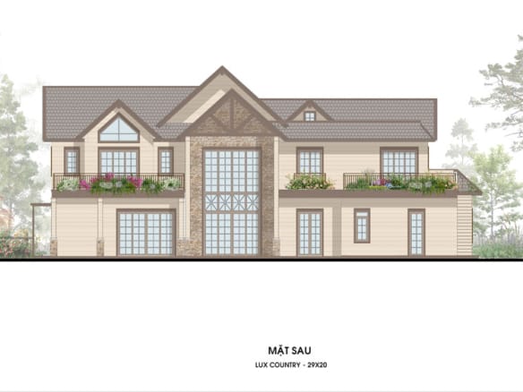 Retreat Island Villa dinh thự L-country mặt sau