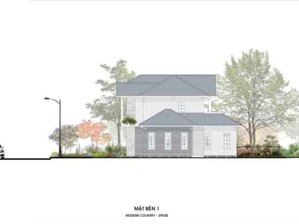 Retreat Island Villa dinh thự M-country mặt bên