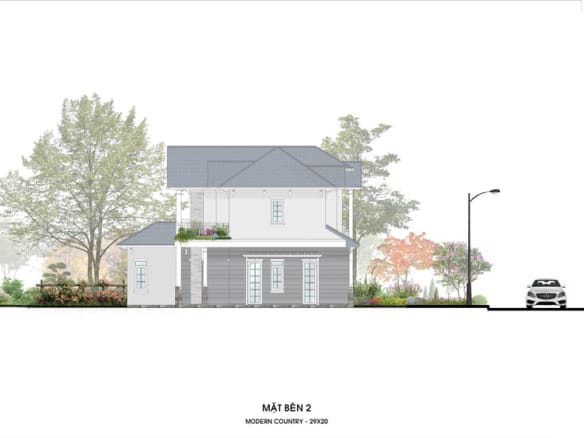 Retreat Island Villa dinh thự M-country mặt bên