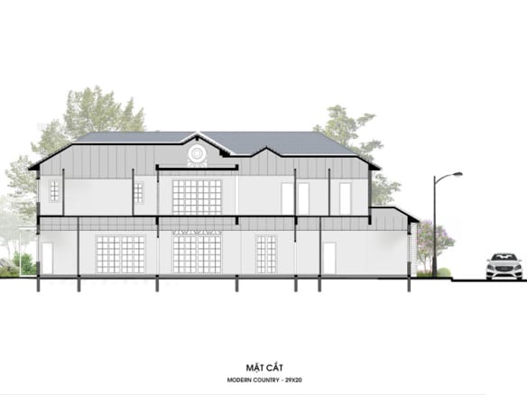 Retreat Island Villa dinh thự M-country mặt cắt