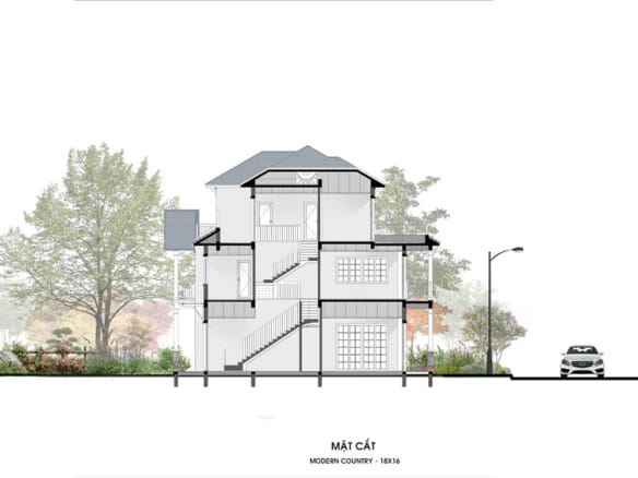 Retreat Island Shop Villa đơn lập mặt cắt