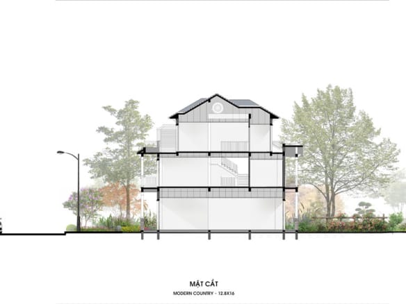 Retreat Island Shop Villa song lập m-country mặt cắt