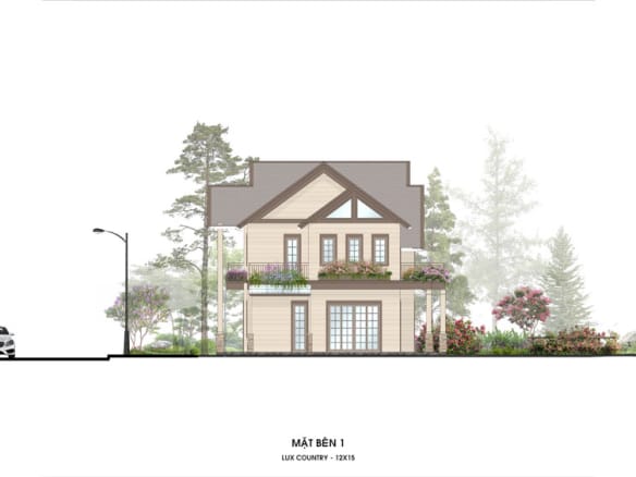 Retreat Island Villa đơn lập rẻ quạt L-country mặt bên