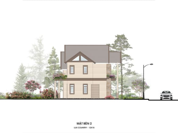 Retreat Island Villa đơn lập rẻ quạt L-country mặt bên