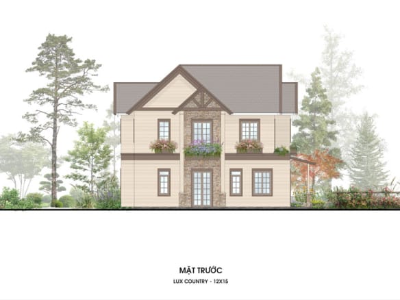 Retreat Island Villa đơn lập rẻ quạt L-country mặt trước