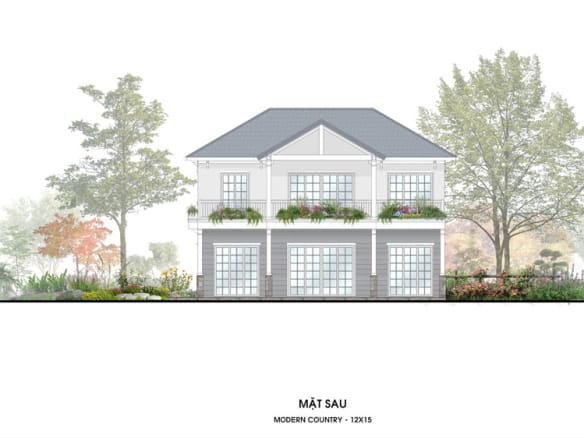 Retreat Island Villa đơn lập rẻ quạt M-country mặt sau