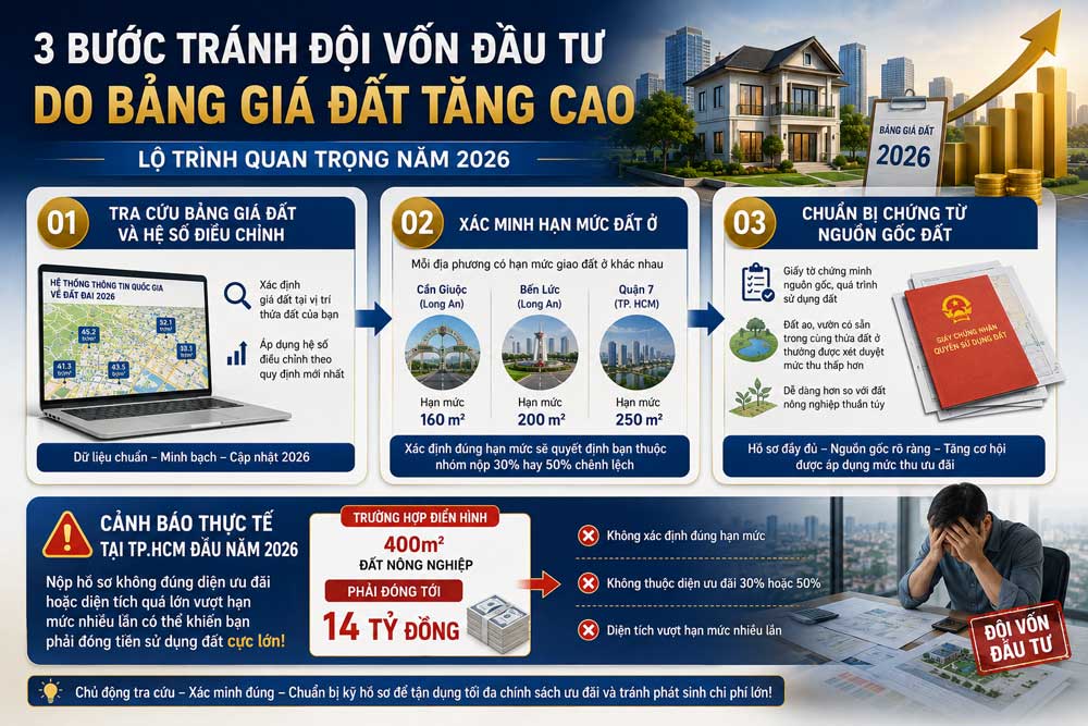 Làm Sao Để Tối Ưu Nghĩa Vụ Tài Chính? - Chiến Lược Nộp Hồ Sơ Đất Đai 2026 3 3 Bước tránh đội vốn đầu tư do bảng giá đất tăng cao