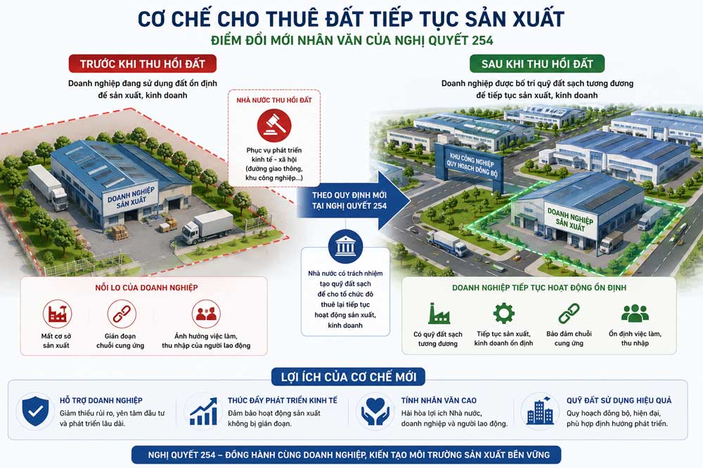 Giải pháp giao đất, cho thuê đất tiếp tục sản xuất kinh doanh cho tổ chức bị thu hồi đất
