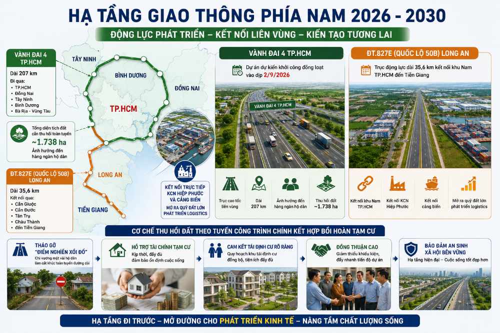 Hạ tầng giao thông phía nam 2026 đến 2030