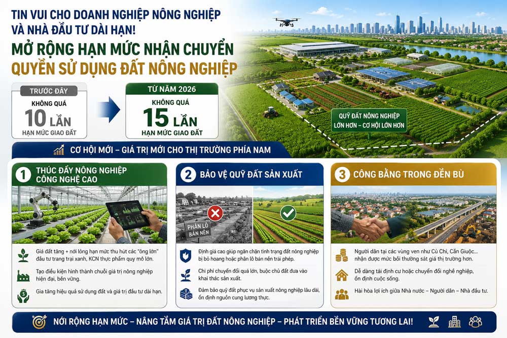 Tác Động Của Bảng Giá Đất Nông Nghiệp 2026 - 1,44 Triệu/m2: Cơ Hội Tích Luỹ Quỹ Đất Sản Xuất 3 Luật Đất đai Nới lỏng hạn mức tích tụ lên 15 lần