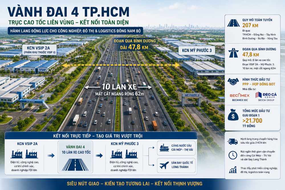 Đánh Giá Cơ Hội Đầu Tư Kho Bãi Thông Minh Tại Vành Đai 4 Bình Dương Nút Giao KCN VSIP 2A - Mỹ Phước 3 2 Quy hoạch hạ tầng Vành đai 4 Bình Dương và siêu nút giao 10 làn xe