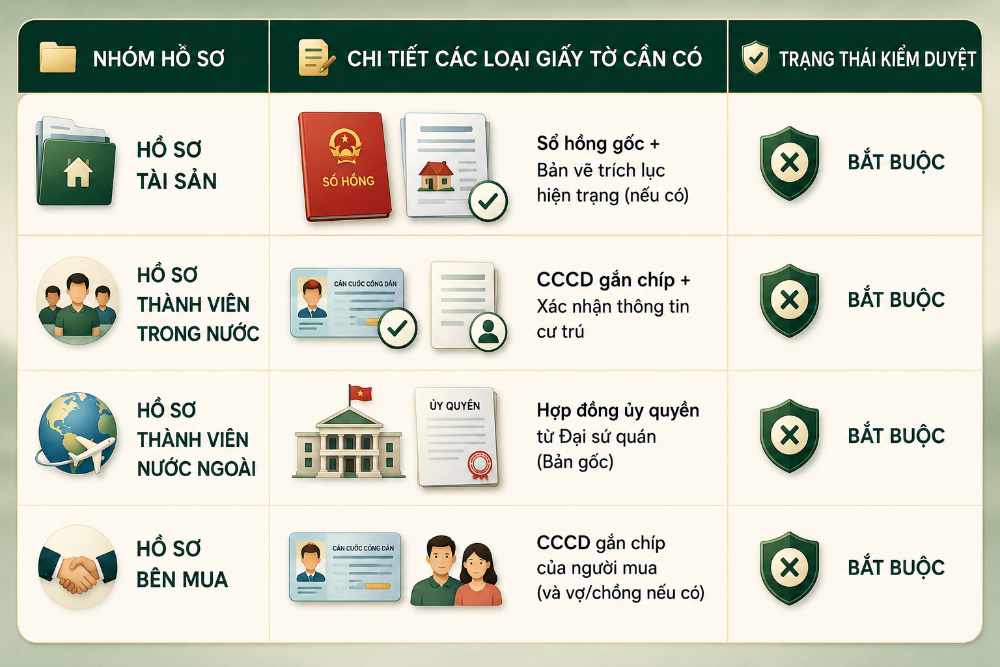 Checklist hồ sơ bắt buộc cho giao dịch chuyển nhượng đất hộ gia đình người ở nước ngoài