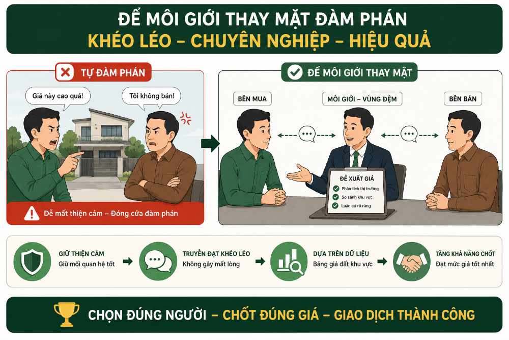 Để môi giới thay mặt đàm phán