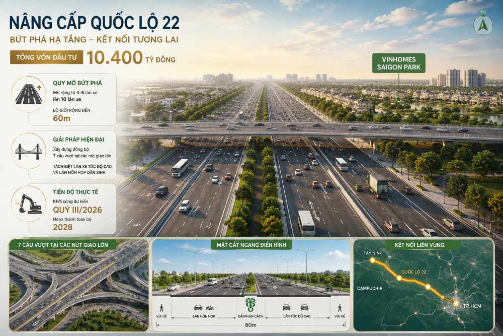 Dự án mở rộng Quốc lộ 22 lên 10 làn xe