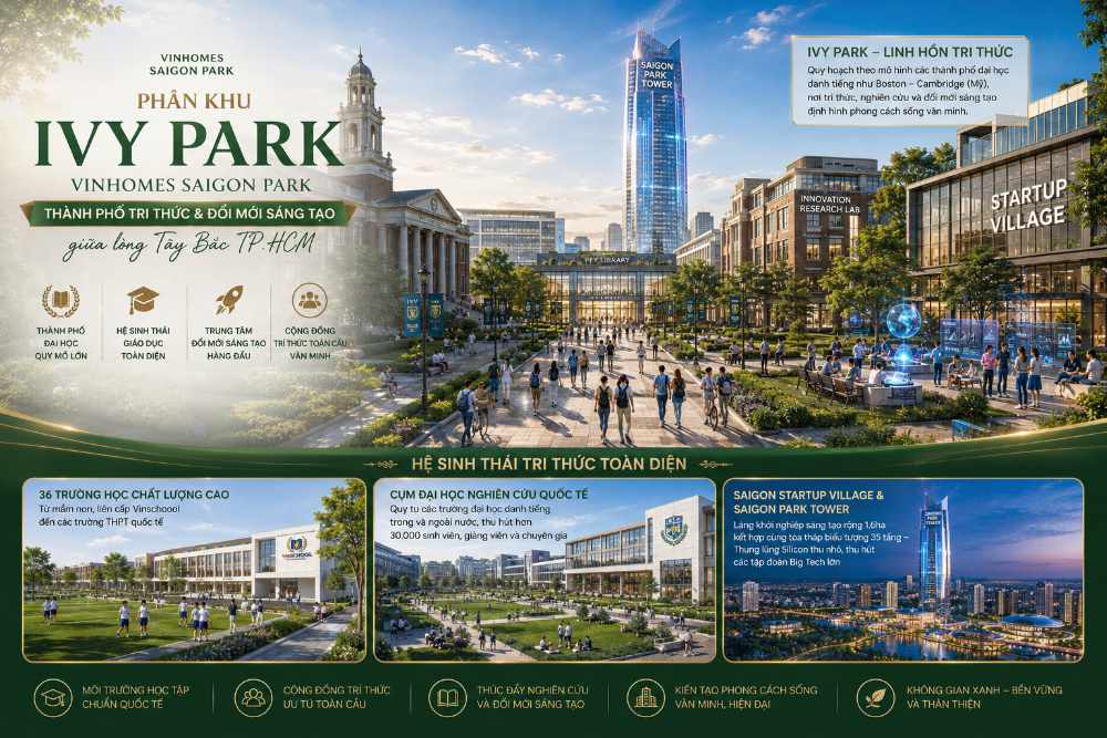 Mô hình đô thị học thuật 150ha quy tụ 36 trường đại học quốc tế Vinhomes Saigon Park