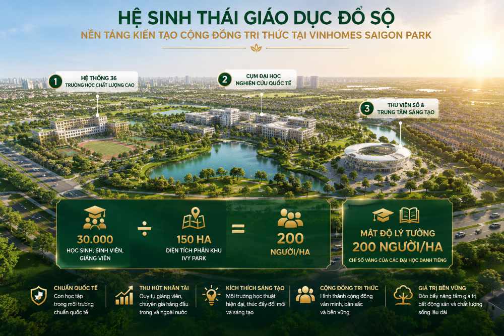 Quy hoạch học thuật 150ha đạt chuẩn đô thị đại học kiểu Mỹ Vinhomes Saigon Park