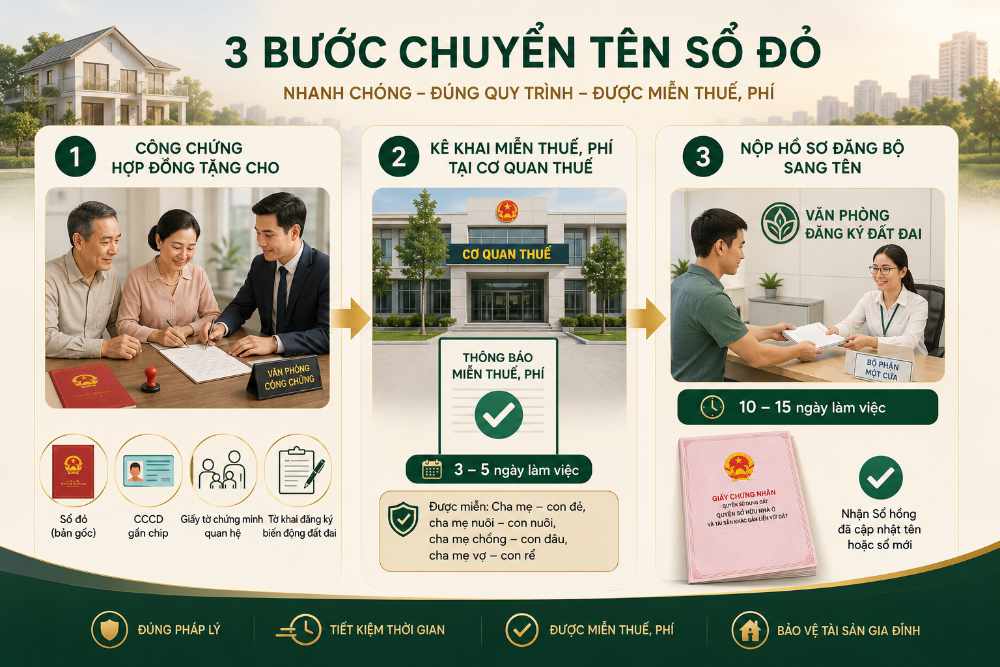 Quy trình 3 bước thực hiện thủ tục tặng cho quyền sử dụng đất chi tiết