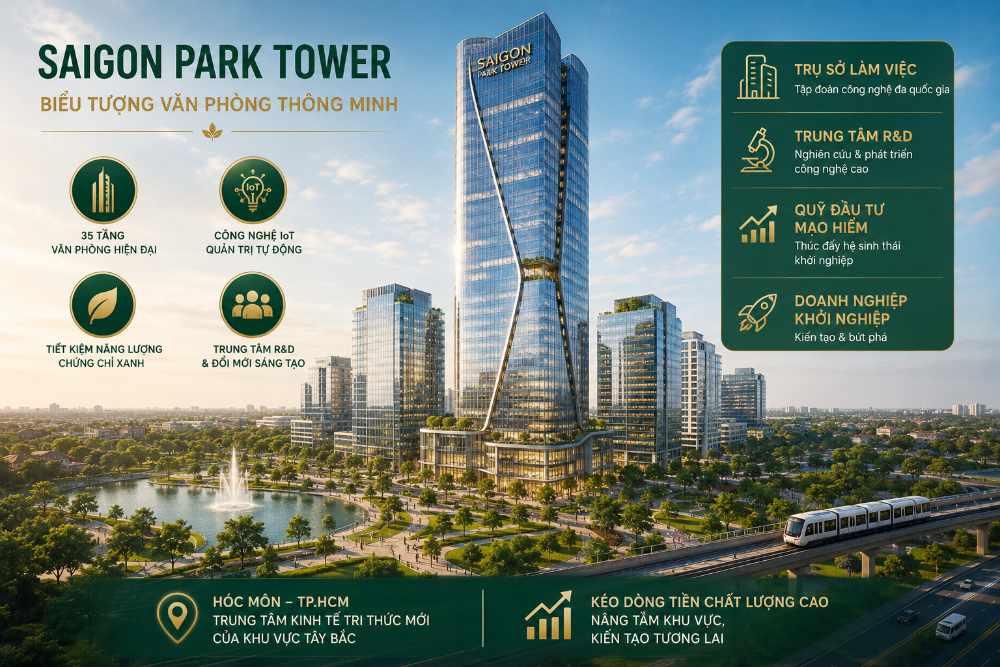 Sài Gòn Startup Village và Saigon Park Tower: Kiến tạo thung lũng khởi nghiệp công nghệ hàng đầu và cơ hội bứt phá của bất động sản văn phòng 3 Saigon Park Tower 35 tầng – Biểu tượng văn phòng thông minh thế hệ mới