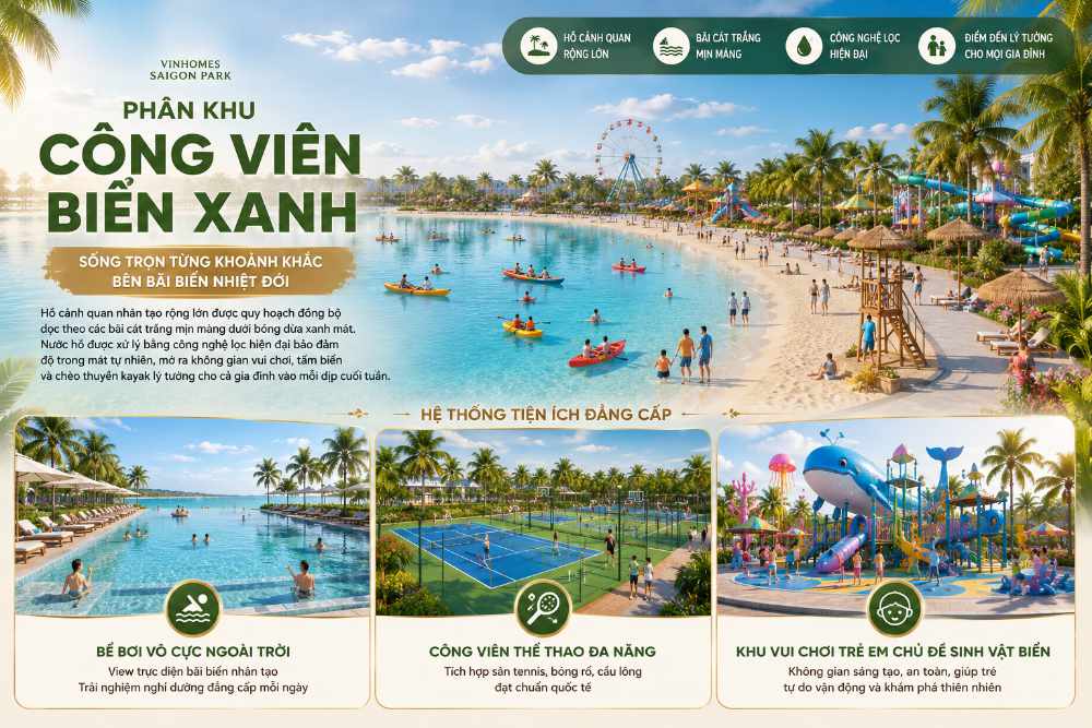 Phân Khu Công Viên Biển Xanh Vinhomes Saigon Park Sức Sống Vịnh Biển Độc Bản Tây Bắc 2 Sức sống vịnh biển nhiệt đới giữa lòng đại đô thị sinh thái Vinhomes Saigon Park