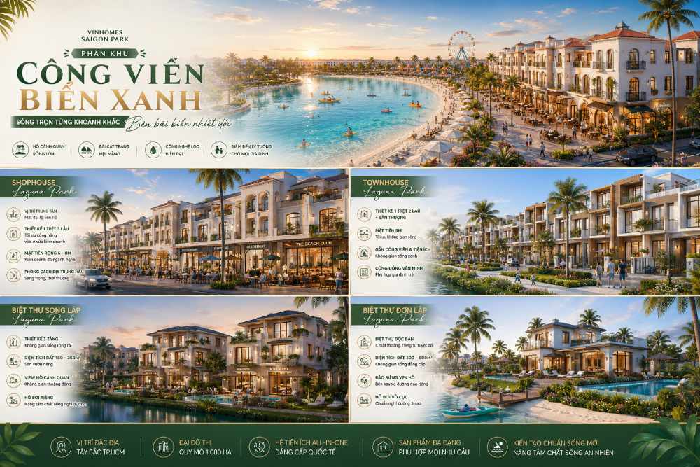 Phân Khu Công Viên Biển Xanh Vinhomes Saigon Park Sức Sống Vịnh Biển Độc Bản Tây Bắc 3 Thiết kế kiến trúc Địa Trung Hải phóng khoáng rực rỡ sắc màu Vinhomes Saigon Park