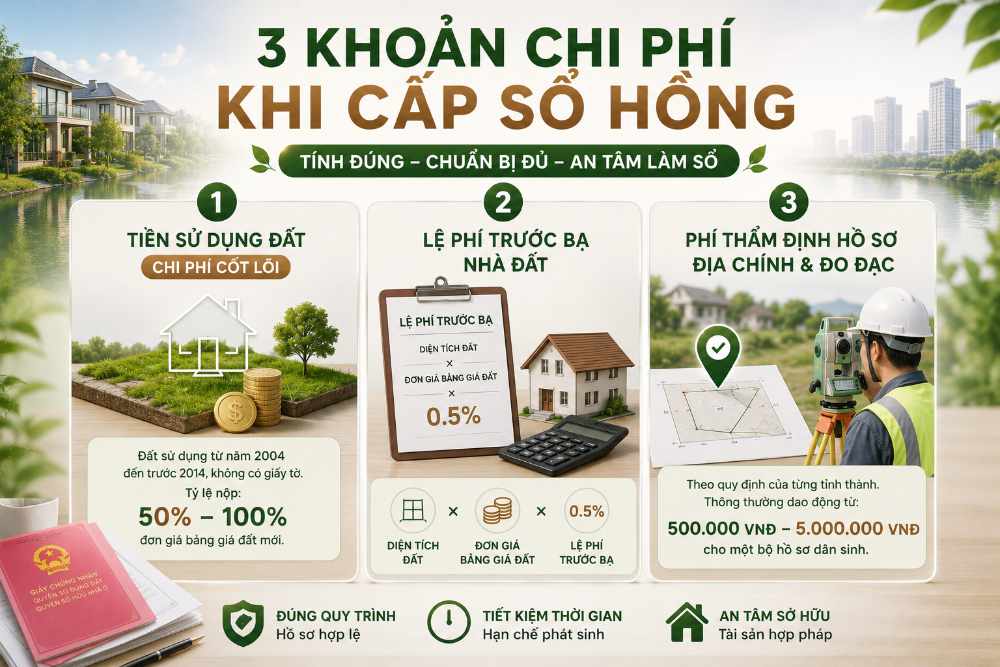 3 Khoản chi phí khi cấp sổ hồng