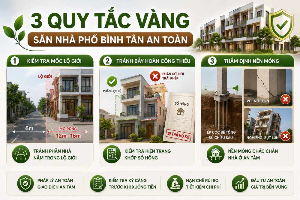 3 Kỹ thuật chọn lọc và rà soát pháp lý nhà phố Bình Tân