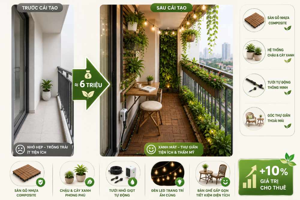 Bảng dự toán chi phí cải tạo ban công sinh thái