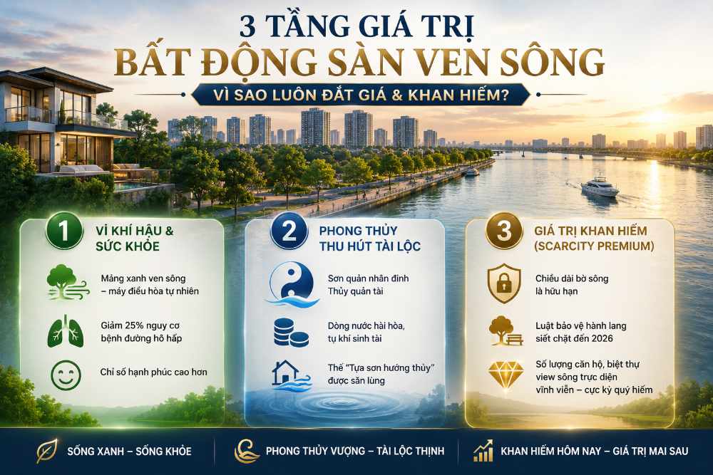 Các giá trị cốt lõi tạo nên biên độ tăng giá của BĐS hướng thủy