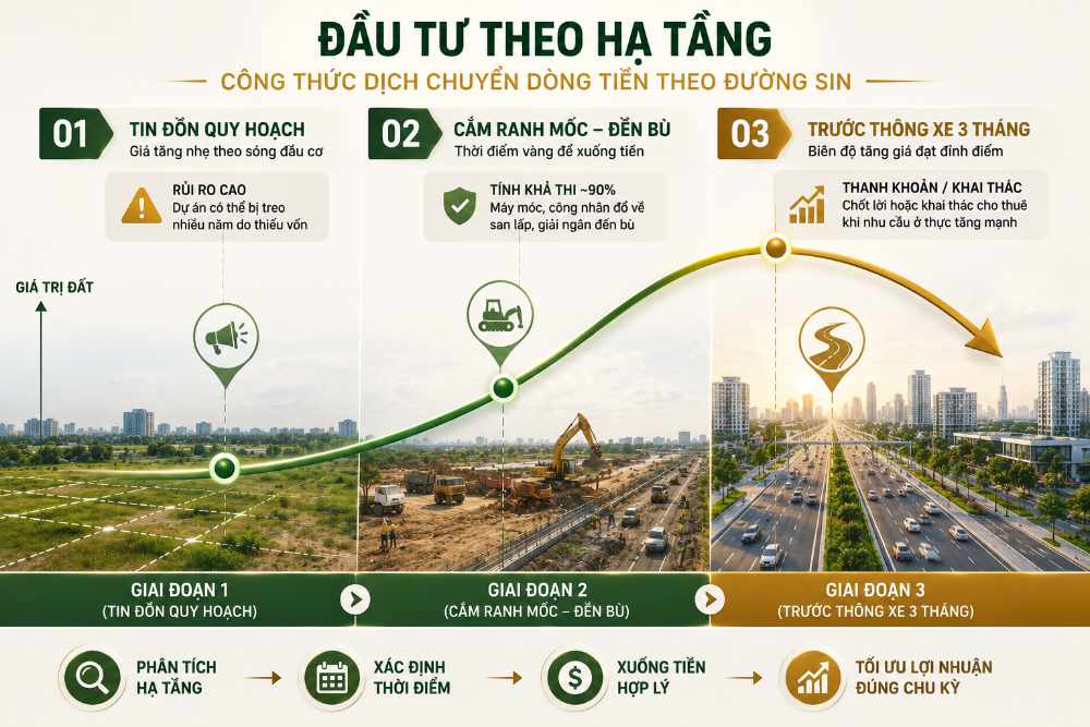 Công thức đầu tư bất động sản theo tiến độ hạ tầng