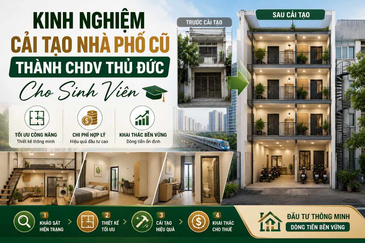 Kinh Nghiệm Cải Tạo Nhà Phố Cũ Thành CHDV Thủ Đức Cho Sinh Viên