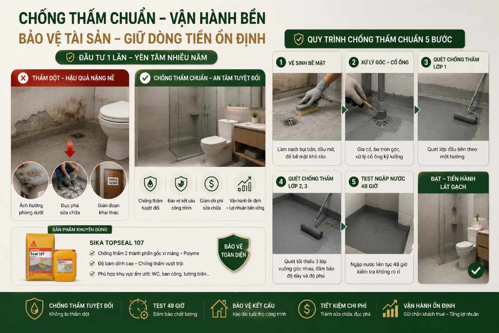 Quy trình rà soát và thi công chống thấm – Khâu cốt lõi của nhà cũ
